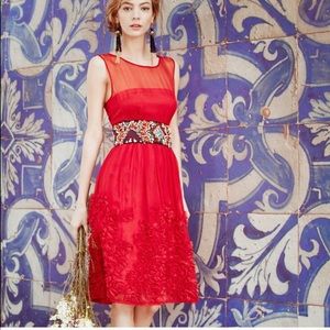 Beautiful Anthropology “Tiny” Caridad Red Dress.